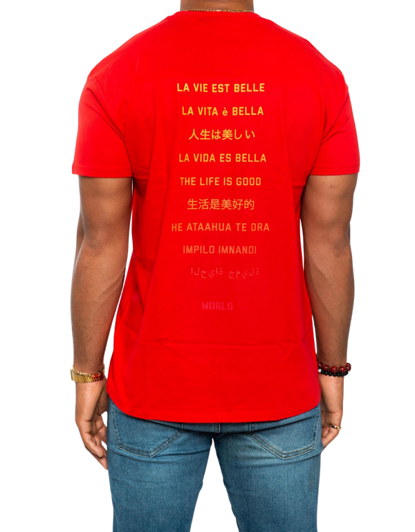 T-SHIRT ROUGE WORLD LA VIE EST BELLE PARIS