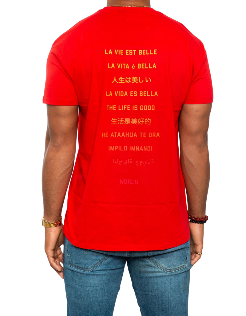 T-SHIRT ROUGE WORLD LA VIE EST BELLE PARIS