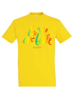 T-SHIRT JAUNE WORLD LA VIE EST BELLE PARIS