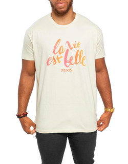 T-SHIRT CRÈME WORLD LA VIE EST BELLE PARIS