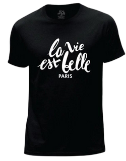 T-SHIRT NOIR LA VIE EST BELLE PARIS