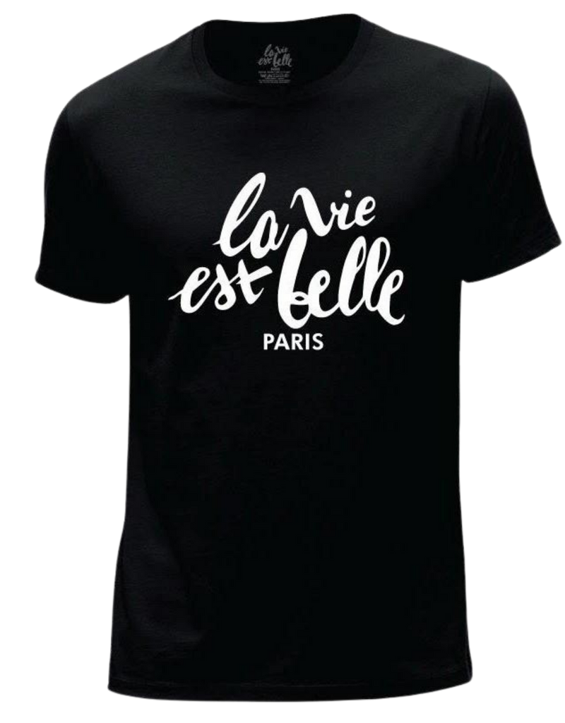 T-SHIRT NOIR LA VIE EST BELLE PARIS