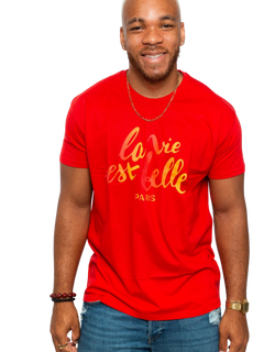 T-SHIRT ROUGE WORLD LA VIE EST BELLE PARIS