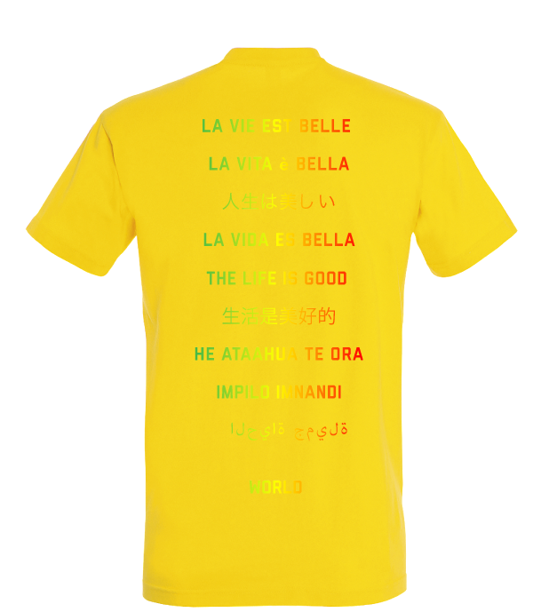 T-SHIRT JAUNE WORLD LA VIE EST BELLE PARIS